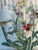 Vintage Tole Flower Alabaster Table Lamp For Sale - Image 4 of 6