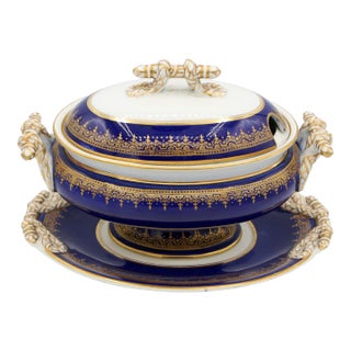 Circa 1880 Ashworth Ironstone Covered Sauce Tureen With Undertray For Sale
