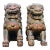 Antique Asian Chinese Carved Wood Foo Dog Figures- A Pair For Sale