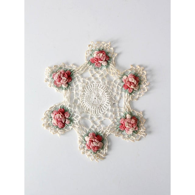 Vintage Crotchet Floral Doily For Sale - Image 4 of 10