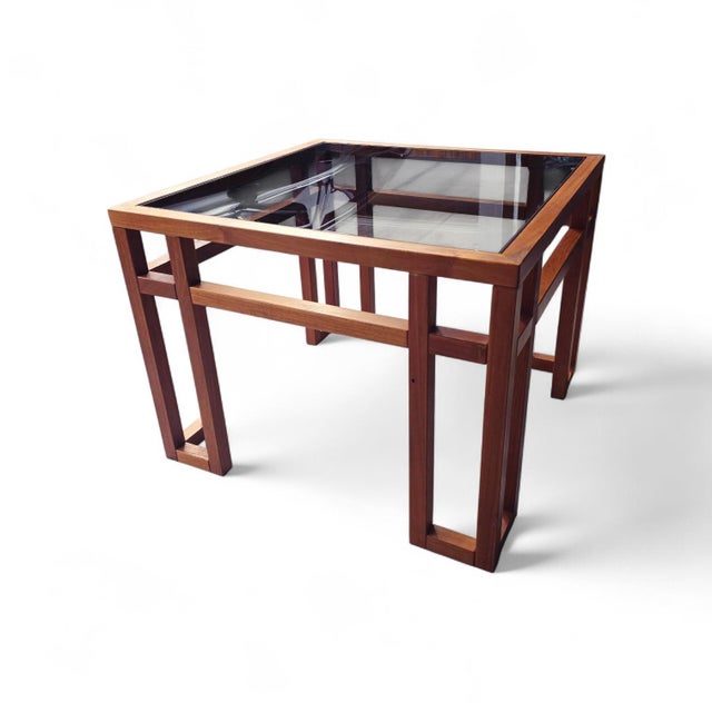 Danish Modern Teak Geometric Glass Top Table, 1960s–70s For Sale - Image 9 of 9