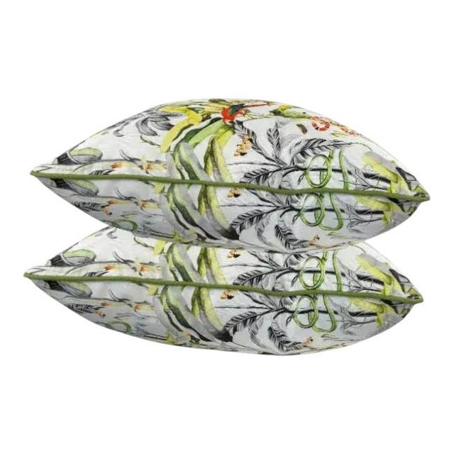 Abstract Pair 22'' Multi Color Parrot Pillows For Sale - Image 3 of 5