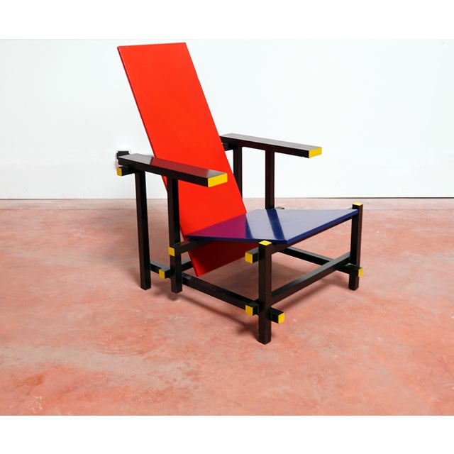 Modern Red and Blue Lounge Chair in the style of Gerrit Rietveld, 1970s For Sale - Image 3 of 5