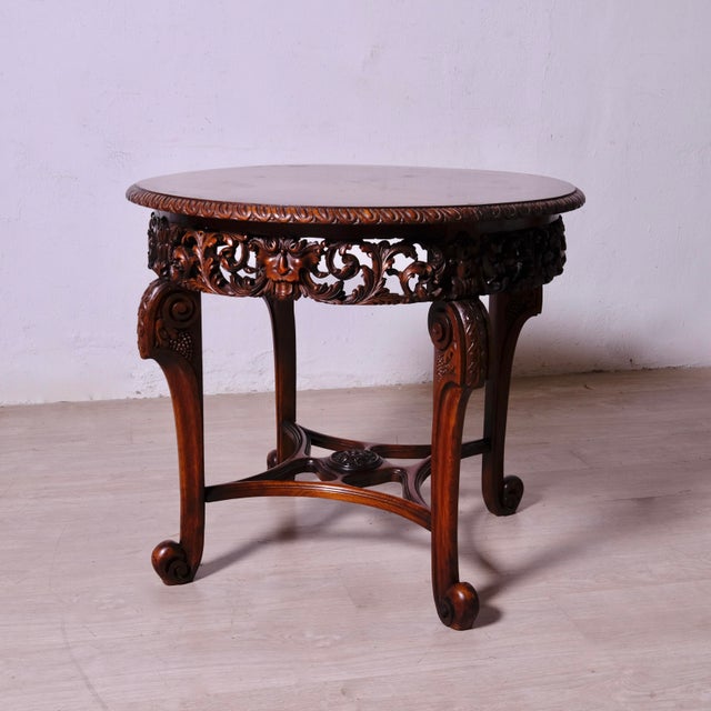 Antique Late 19th Century Carved Wooden Coffee Table, 1890s For Sale - Image 5 of 16