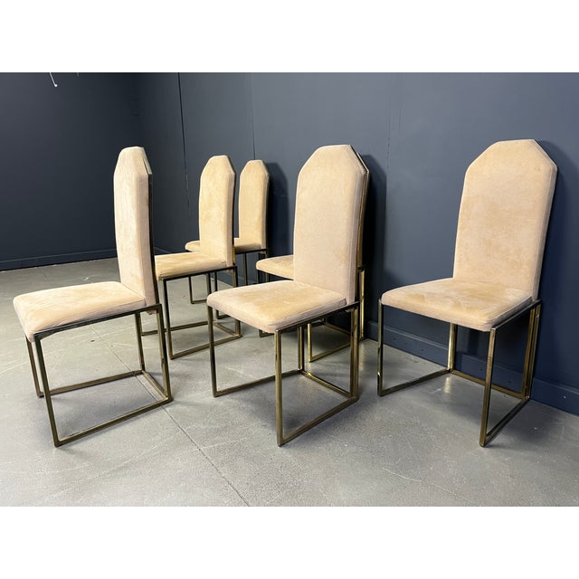 1970s Vintage Brass Dining Chairs from Belgochrom, 1970s, Set of 6 For Sale - Image 5 of 12