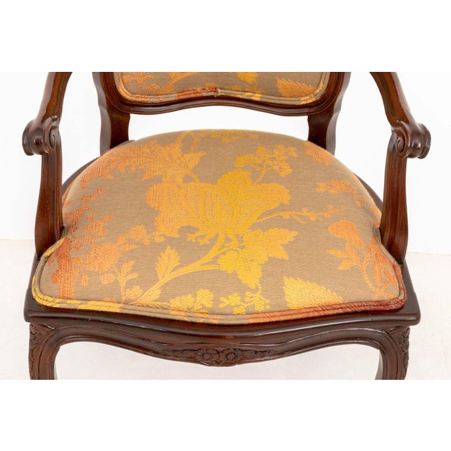 Yellow Louis XV Style Walnut Armchairs, Pair For Sale - Image 8 of 10
