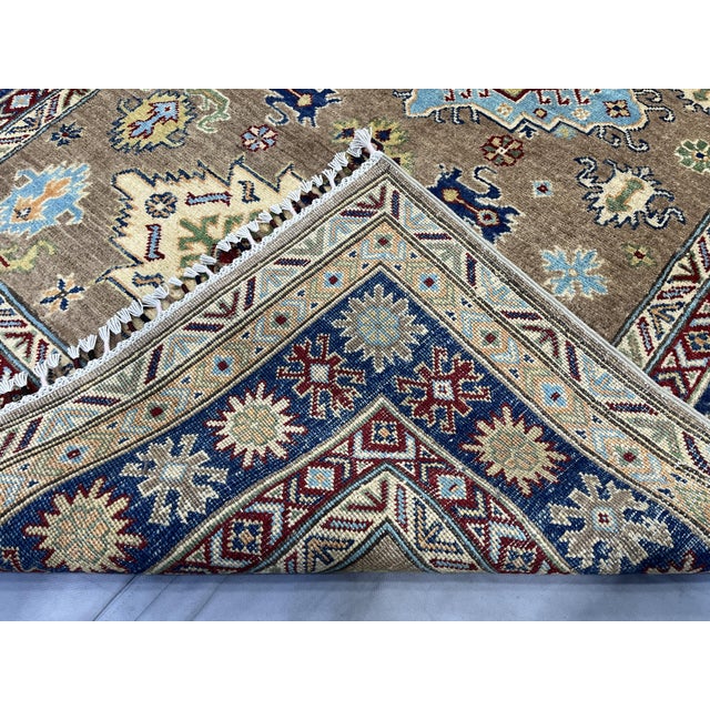 Brown and Navy Kazak Style Tribal Area Rug With Medallions, 5' X 7'7" For Sale - Image 15 of 15
