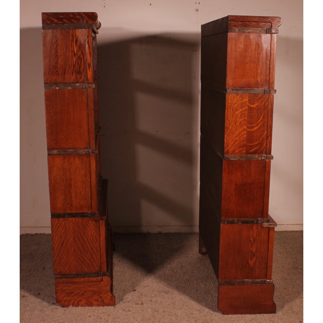 Oak Bookcases from Globe Wernicke, 1900s, Set of 2 For Sale - Image 10 of 11