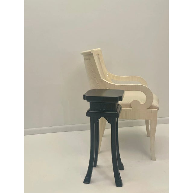 Hollywood Regency Carved Ebonized Maison Jansen Style Side Tables -A Pair For Sale - Image 3 of 13