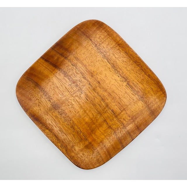 1960s Signed Blair Hawaii Koa Wood Serving Trays, Handcrafted American Modern Pair For Sale - Image 12 of 16