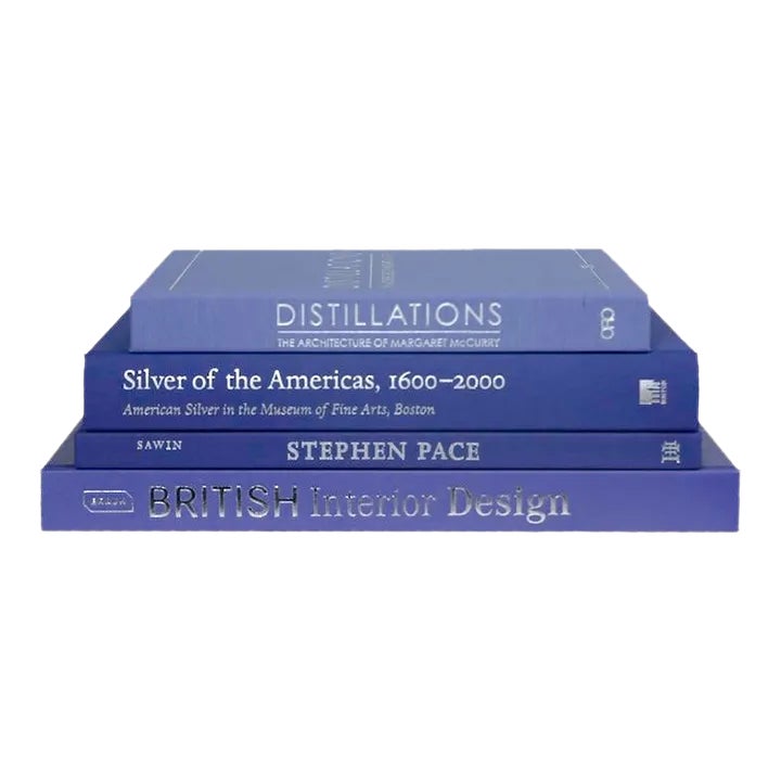 Decorative Books - Denim & Silver Coffee Table Stack - 4 Blue Books ...