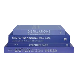 Decorative Books - Denim & Silver Coffee Table Stack - 4 Blue Books