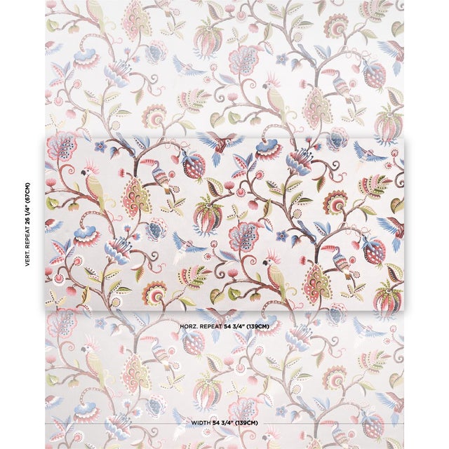 Fanciful, multicolor flora and fauna inhabit Birds of Paradise, an intricate, pattern-rich jacquard weave made of silky...