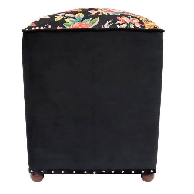 Shabby Chic Velvet Handmade Ottoman For Sale In New York - Image 6 of 10