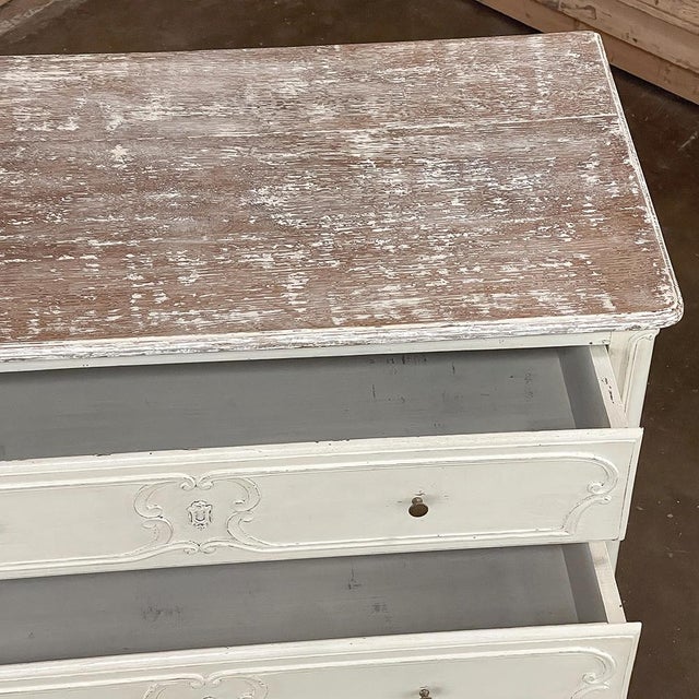 Wood Antique Country French Painted Three-Drawer Commode ~ Chest of Drawers For Sale - Image 7 of 18