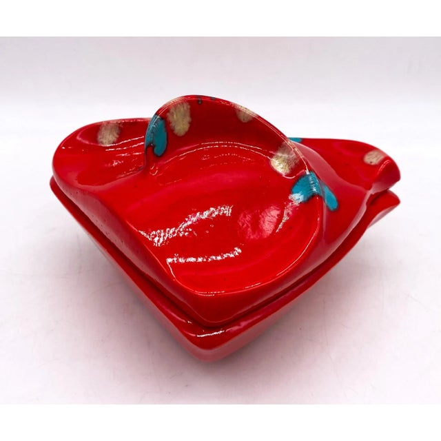 Red Mid-Century Christine’s California Pottery Red Candy Dish With Lid – MCM / Retro Pop For Sale - Image 8 of 13
