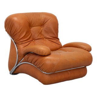 Corolla Lounge Chair in Cognac Leather by I.P.E., 1970s For Sale