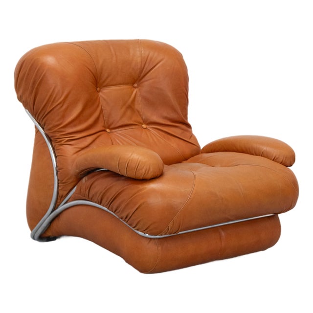 Corolla Lounge Chair in Cognac Leather by I.P.E., 1970s For Sale
