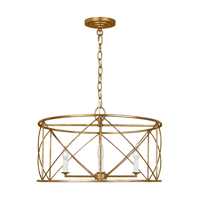 Visual Comfort Chapman & Myers by Visual Comfort Studio Beatrix 4-Light Large Lantern Pendant in Antique Gild Gold For Sale - Image 4 of 4