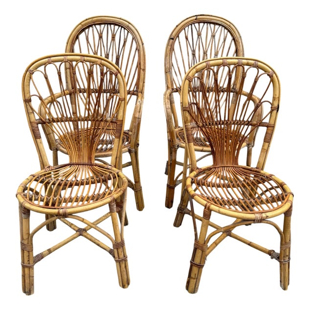 Provençal Rattan Armchairs and Chairs, France, 1960s, Set of 4 For Sale - Image 3 of 18