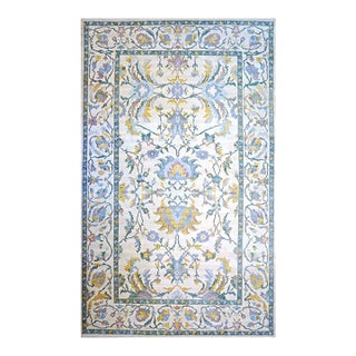 Afghan Sultanabad Master Wool 10x17 Teal, Ivory, Mauve & Yellow Handmade Area Rug #1143354 For Sale