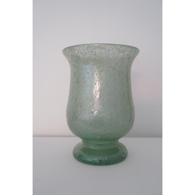 Iridescent Pulegoso Glass Chalice Vase, Murano, 1930s For Sale - Image 3 of 15