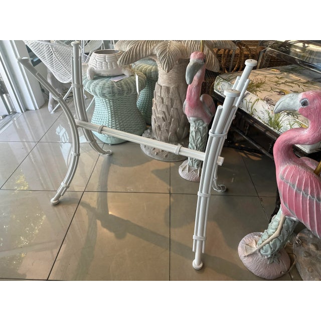 White 1970s Faux Bamboo Metal X Base Table Base For Sale - Image 8 of 11