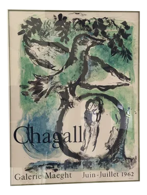 Marc Chagall, 1962, Original Lithograph Paper, Framed