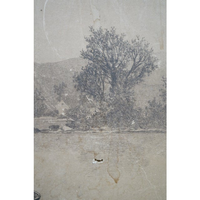 Antique Ernest C Rost Budds Lake New Jersey Eagles Cove Etching 28" For Sale - Image 10 of 13