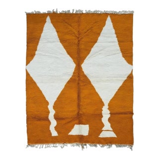 Burnt Orange Moroccan Wool Rug - 9.8 X 8.5 Ft For Sale