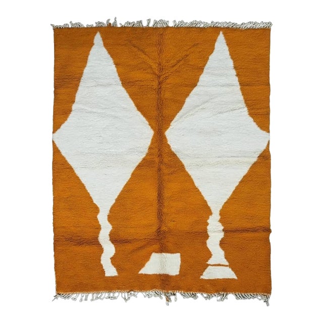 Burnt Orange Moroccan Wool Rug - 9.8 X 8.5 Ft For Sale