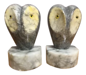 Italian Alabaster Owls - a Pair