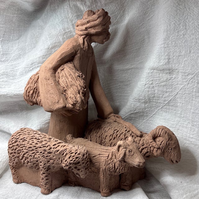 Vintage Paolo Grasso Attributed Terracotta Hand Sculpted Figurine For Sale - Image 4 of 6