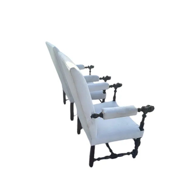 Brown 19th Century Pair of French Carved Walnut Arm Chairs For Sale - Image 8 of 10