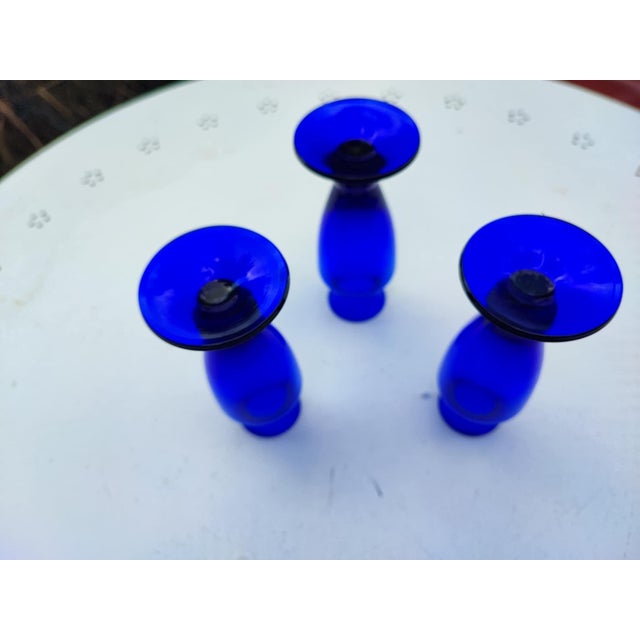 1970s Cobalt Glass Vase, 1970s, Set of 3 For Sale - Image 5 of 7