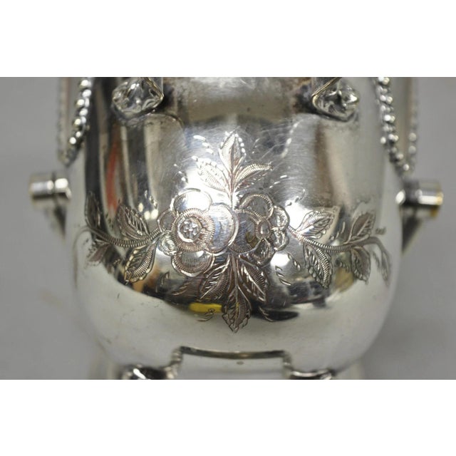 Metal Vintage English Victorian Silver Plated Sugar Cube Scuttle Bucket by Winchester For Sale - Image 7 of 13