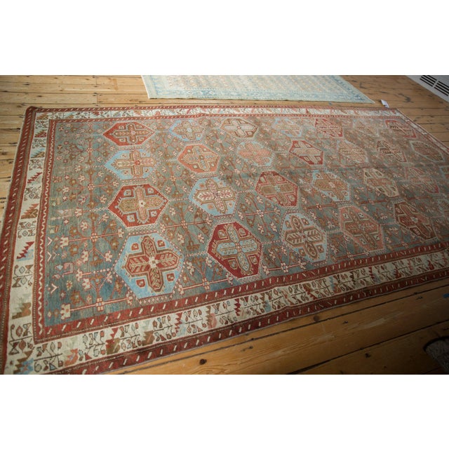 Old New House 1950s Vintage Persian Baktiari Hexagonal Panel Wool Carpet For Sale - Image 4 of 9