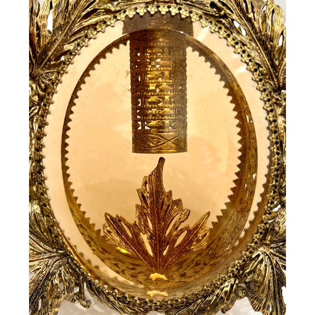 Antique French Pair of Gilt Brass Filigree & Glass Rococo Style Perfume Bottles For Sale In New York - Image 6 of 12