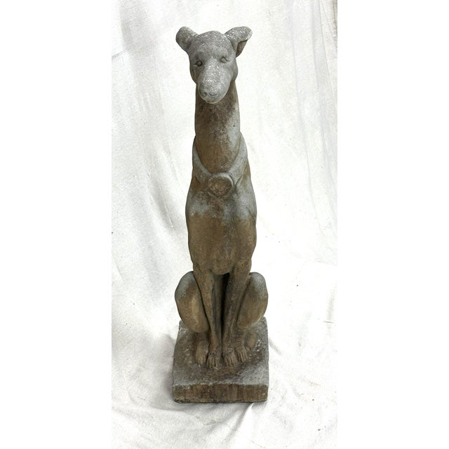 American Mid 20th Century Cast-Stone Greyhound Garden Sculpture For Sale - Image 3 of 9
