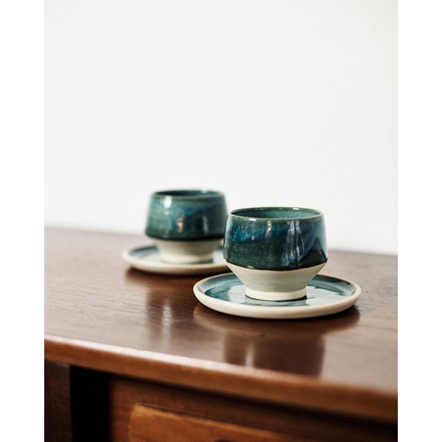 Early 21st Century Ceramic Cups and Saucers from Holicska Szilvia, 2010s, Set of 4 For Sale - Image 5 of 5