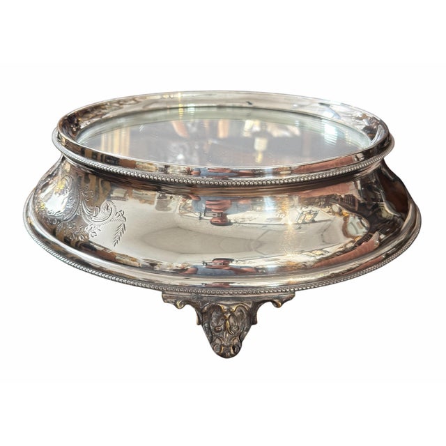 19th Century Antique Silver Mirrored Bureau Plateau Vanity or Cake Tray For Sale - Image 5 of 7