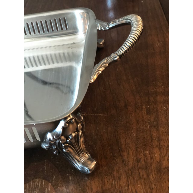 Silver 1950s Poole Silverplate Footed Serving Tray For Sale - Image 8 of 10