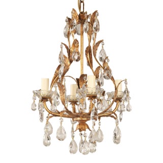 Vaughan Joliet Gilted Steel, Faceted Glass & Crystal Chandelier For Sale