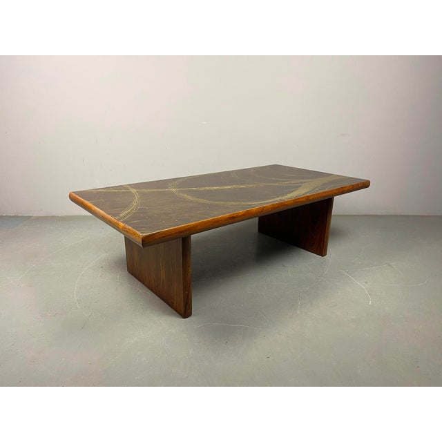 Artistic Brutalist Brass-Etched Coffee Table in the style of Bernhard Rohne, Germany, 1960s For Sale - Image 17 of 17
