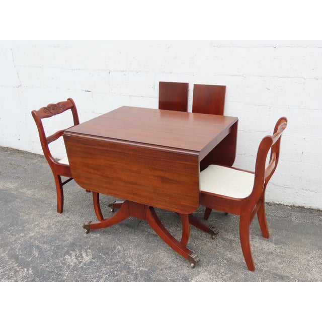 Raddock 1940s Mahogany Drop Leaf Dining Table With 2 Leaves and Two Chairs 6371 For Sale - Image 18 of 18