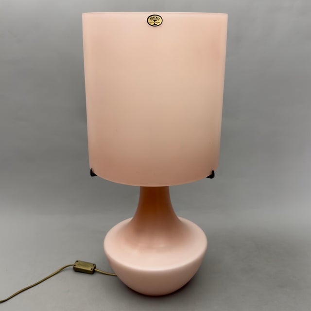 Large Vintage Opal Glass Pink Table Lamp Bohemia Crystalex, 1970s For Sale - Image 15 of 15