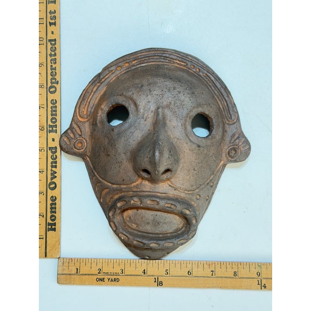 Folk Art Vintage Peruvian Black-Fired Earthenware Folk Art Wall Mask For Sale - Image 3 of 11