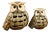 Vintage Japanese Mottled Glazed Stoneware Owl Candle Lanterns, 1970s, Set of 2 For Sale