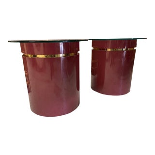 Hollywood Regency Drum Side Tables For Sale