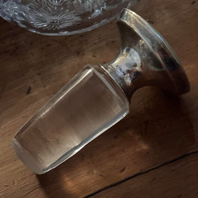 Art Deco Sterling Silver Guilloche Enamel Cut Glass Starburst Scent Bottle C. 1900 For Sale - Image 3 of 8